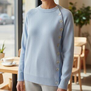 NWT NAADAM Wool Cashmere Sweater Side Button Crewneck Tunic size X-Small